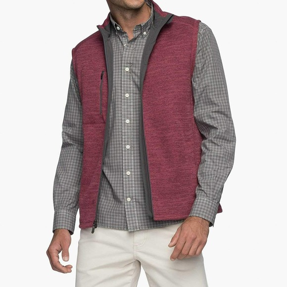 johnnie-O Zip UP Tahoe Woven-Fleece Vest - Rosewood - Picture 4 of 5